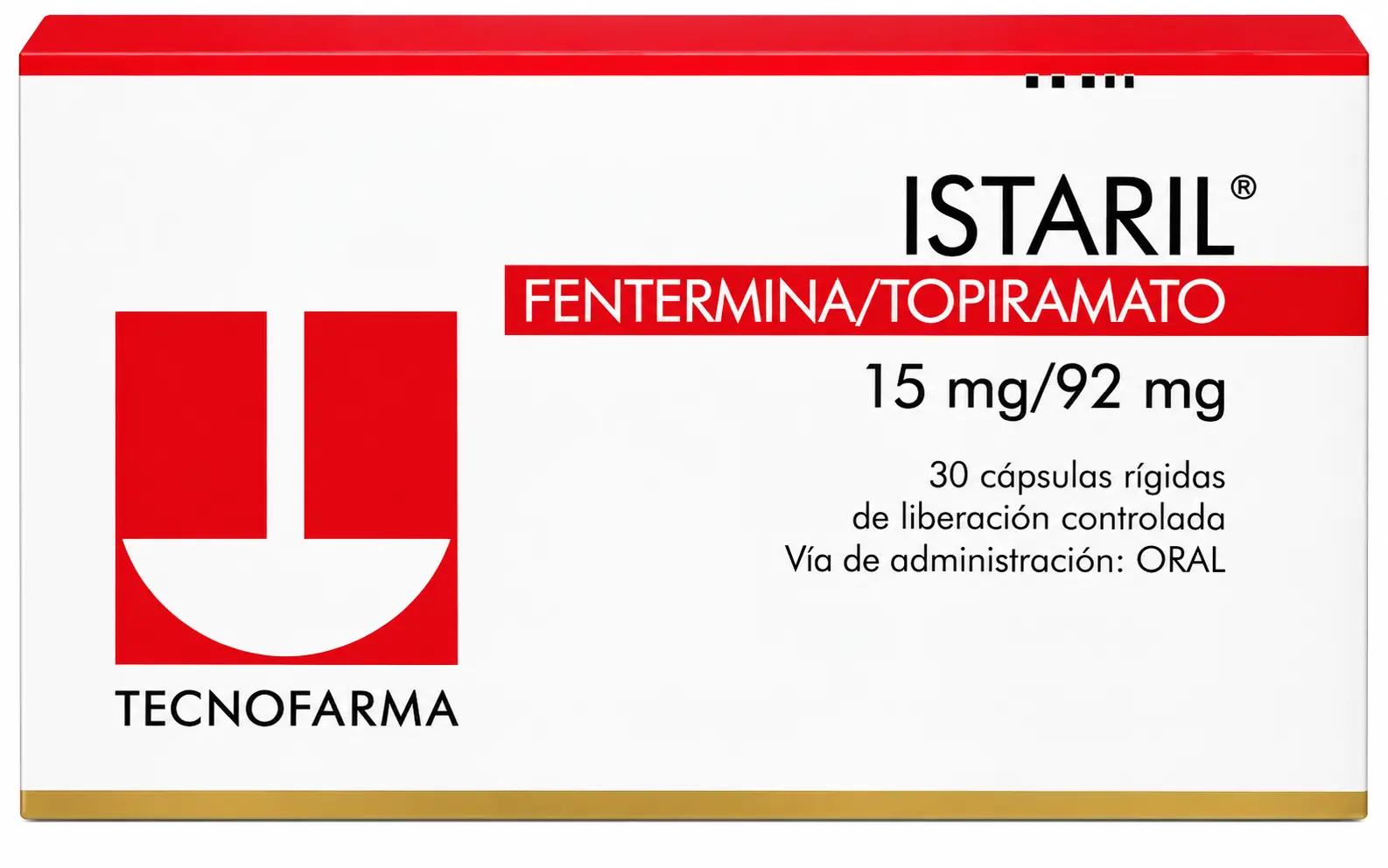 Caja de Istaril 7,5/46 mg, fentermina y topiramato, 30 cápsulas de liberación controlada de Tecnofarma
